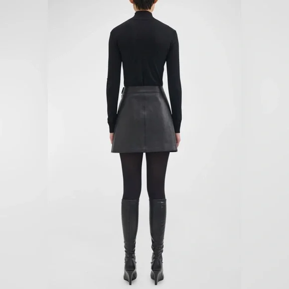 NWT Theory Leather Mini A-Line Skirt